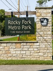 square photo showing the entrance sign to the Rocky Fork Metro Park