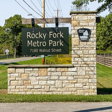 square photo showing the entrance sign to the Rocky Fork Metro Park