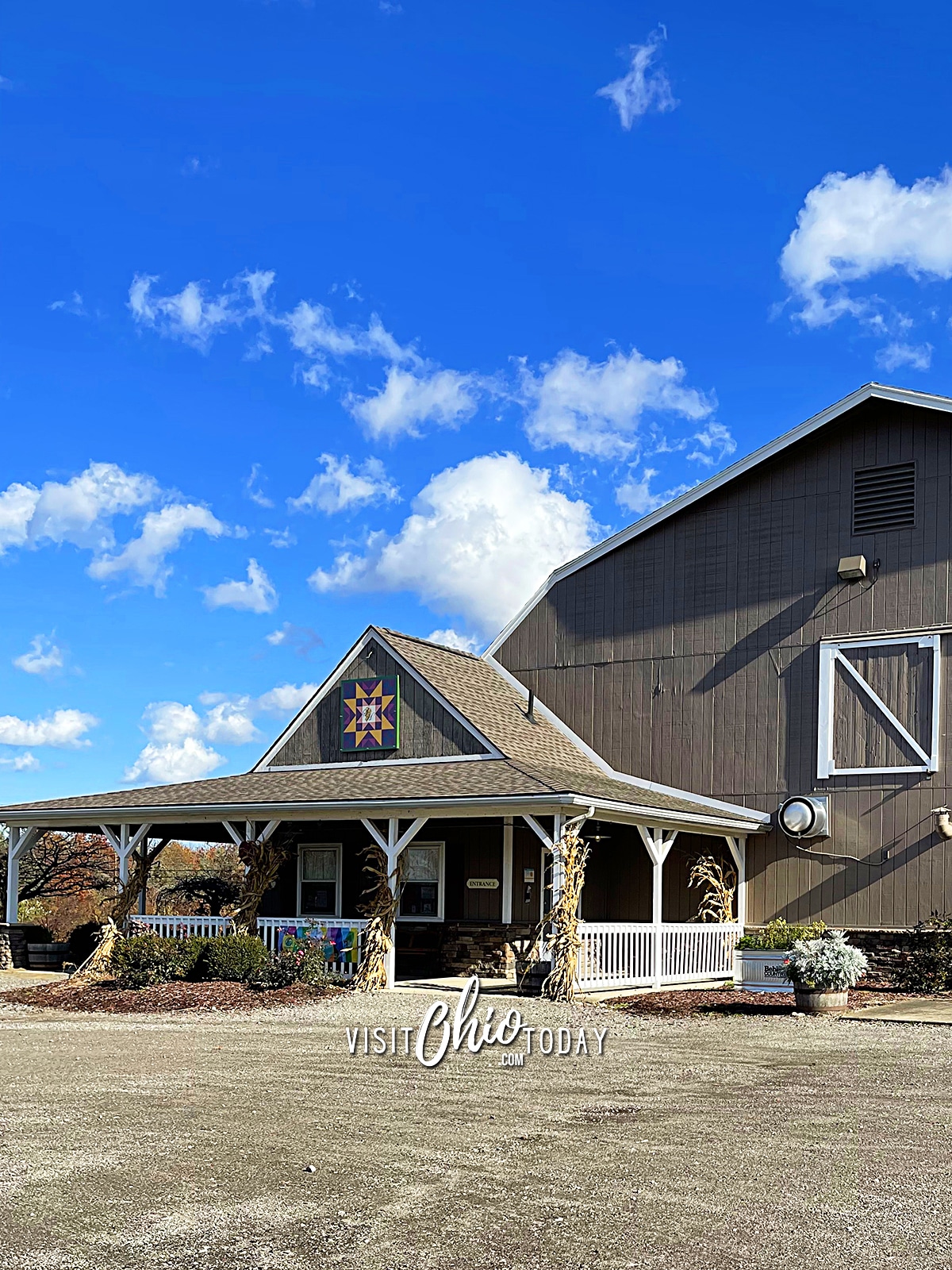 vertical photo of the outside front of Spring Hill Winery. Photo credit: Cindy Gordon of VisitOhioToday.com