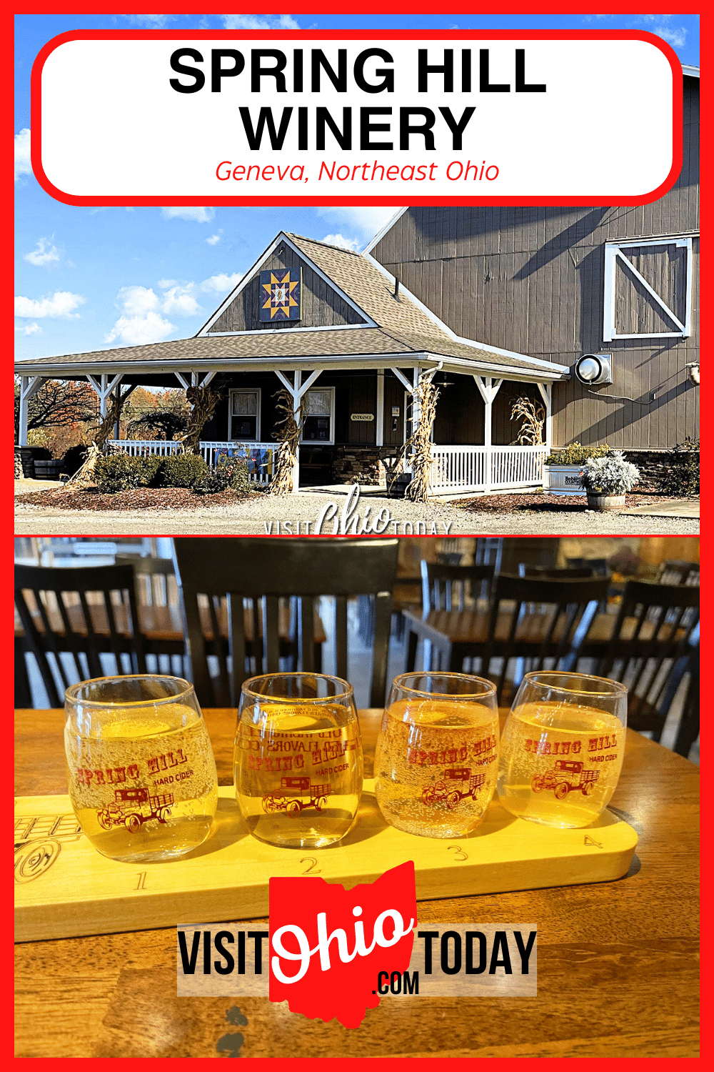 Spring Hill Winery is located in Geneva Ohio and offers a large selection of wines, wine slushies, craft beers, ciders and endless food options. 