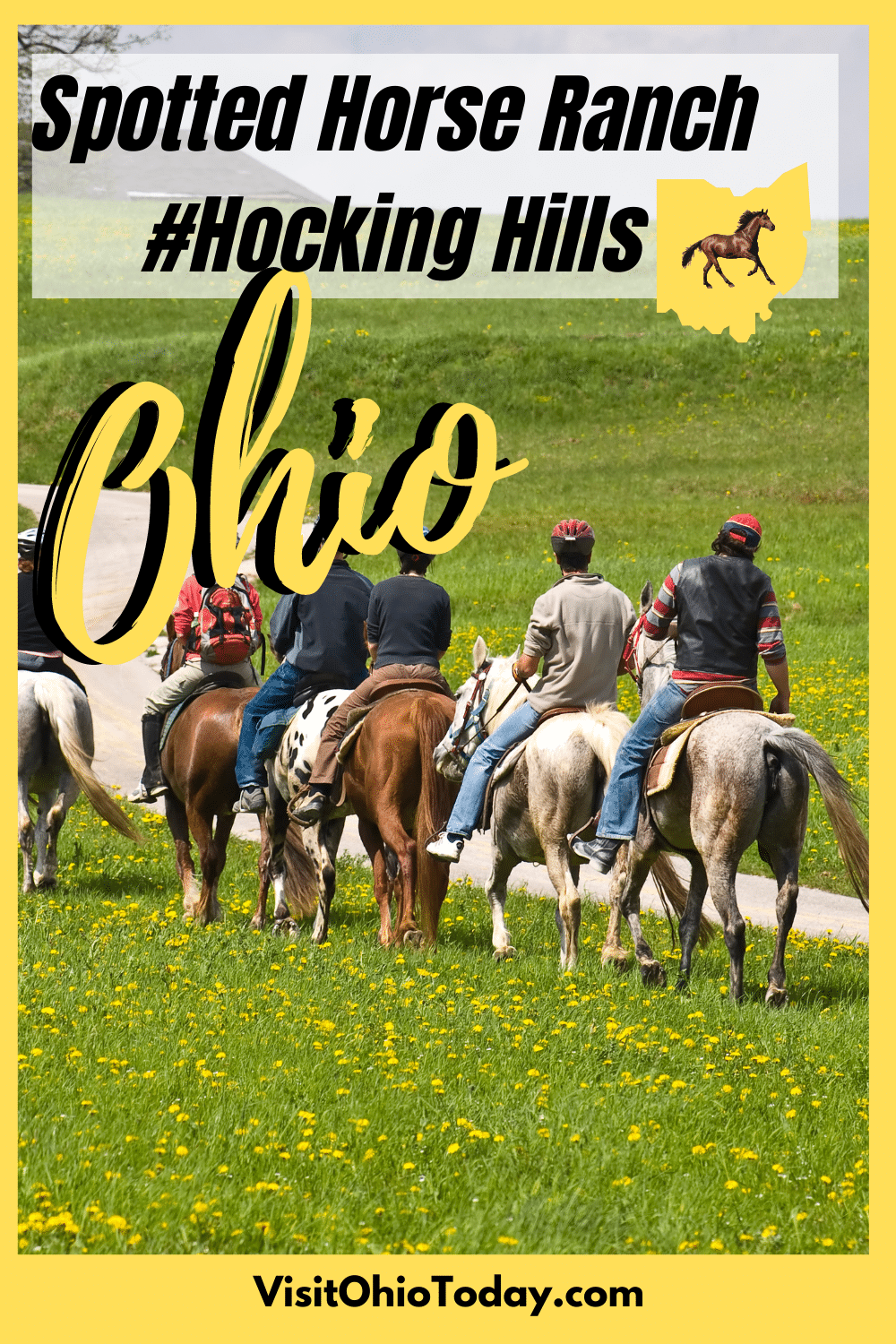 The Spotted Horse Ranch is located in the Hocking Hills region of Ohio! It offers guided horseback riding on over 30 miles of trails as well as camping with or without your own horses.  #hockinghills #ohio #horsebackriding