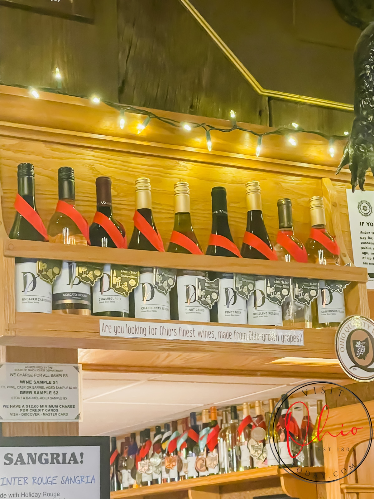 row of wine bottles with medals hung on them Photo credit: Cindy Gordon of VisitOhioToday.com