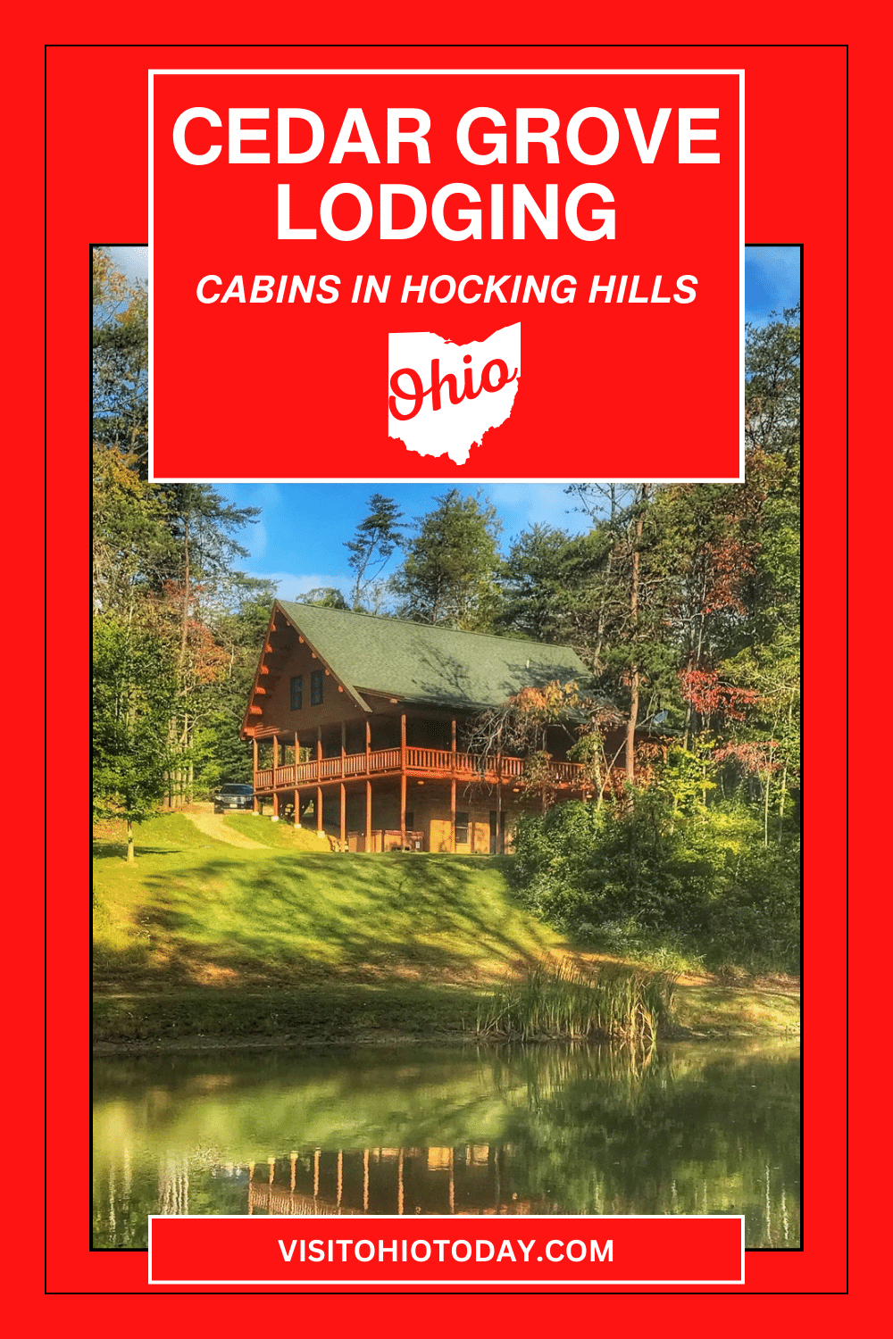 Cedar Grove Lodging is a destination within the heart of the Hocking Hills region. The 65 acre property offers accommodations for 1-85 people. #hockinghills #logan #loganohio #cedargrovelodging #cedargrove