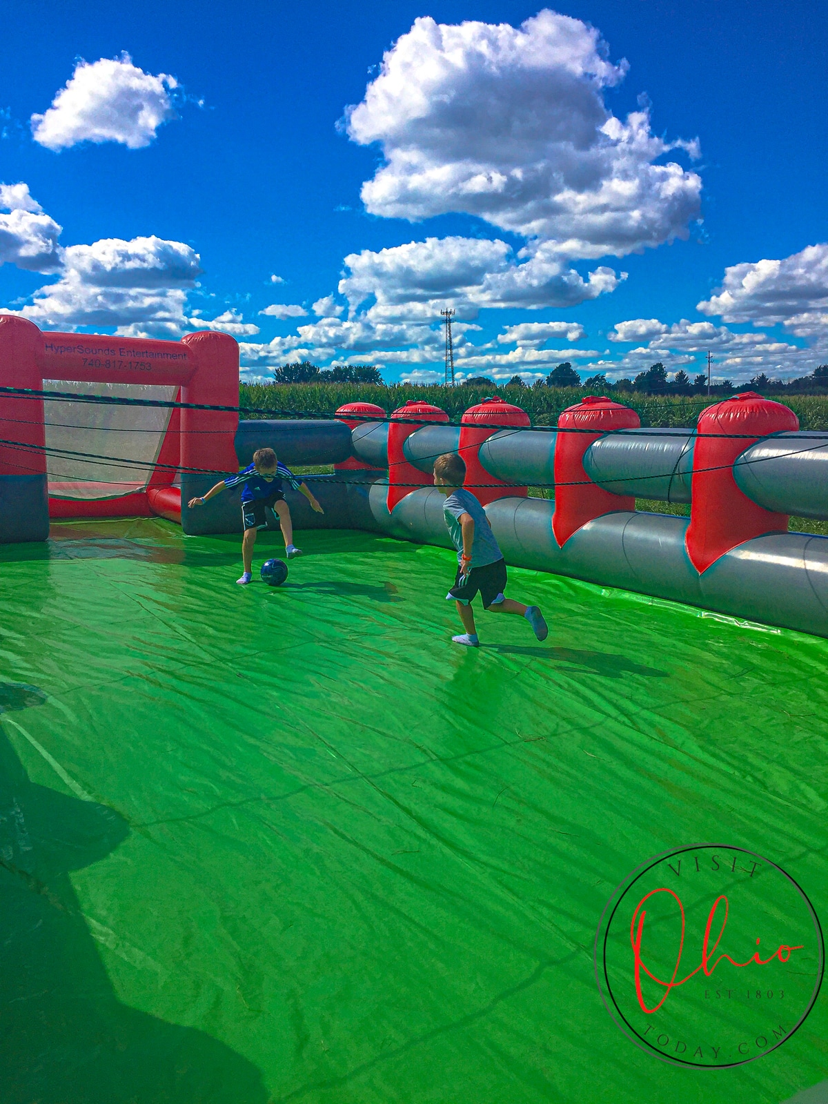 inflatble soccer arena with two kids and a ball Photo credit: Cindy Gordon of VisitOhioToday.com