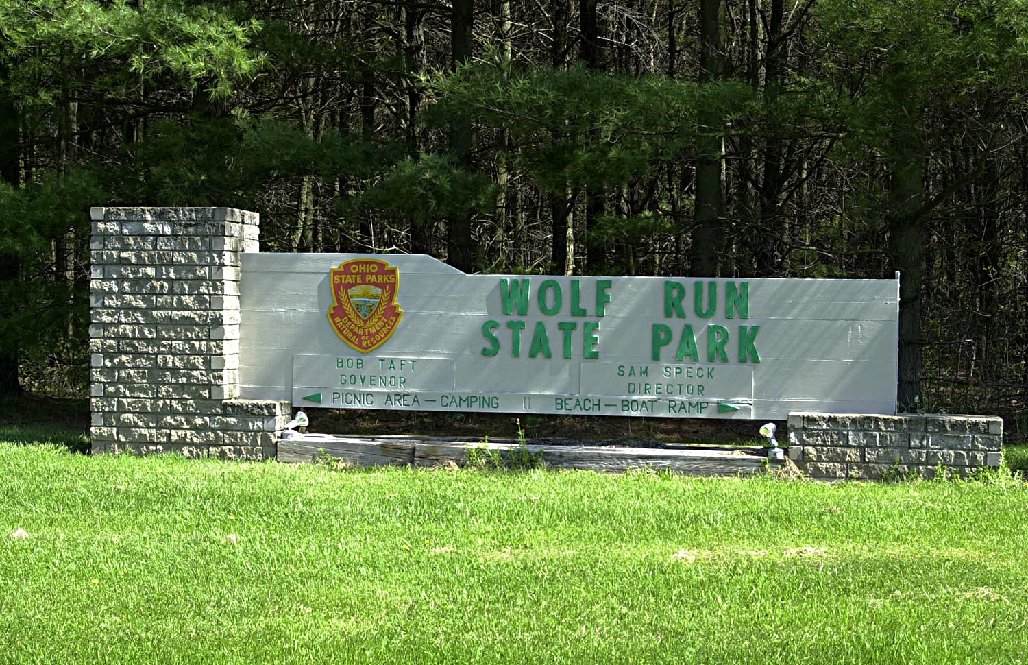 horizontal photo of the entrance sign to Wolf Run State Park