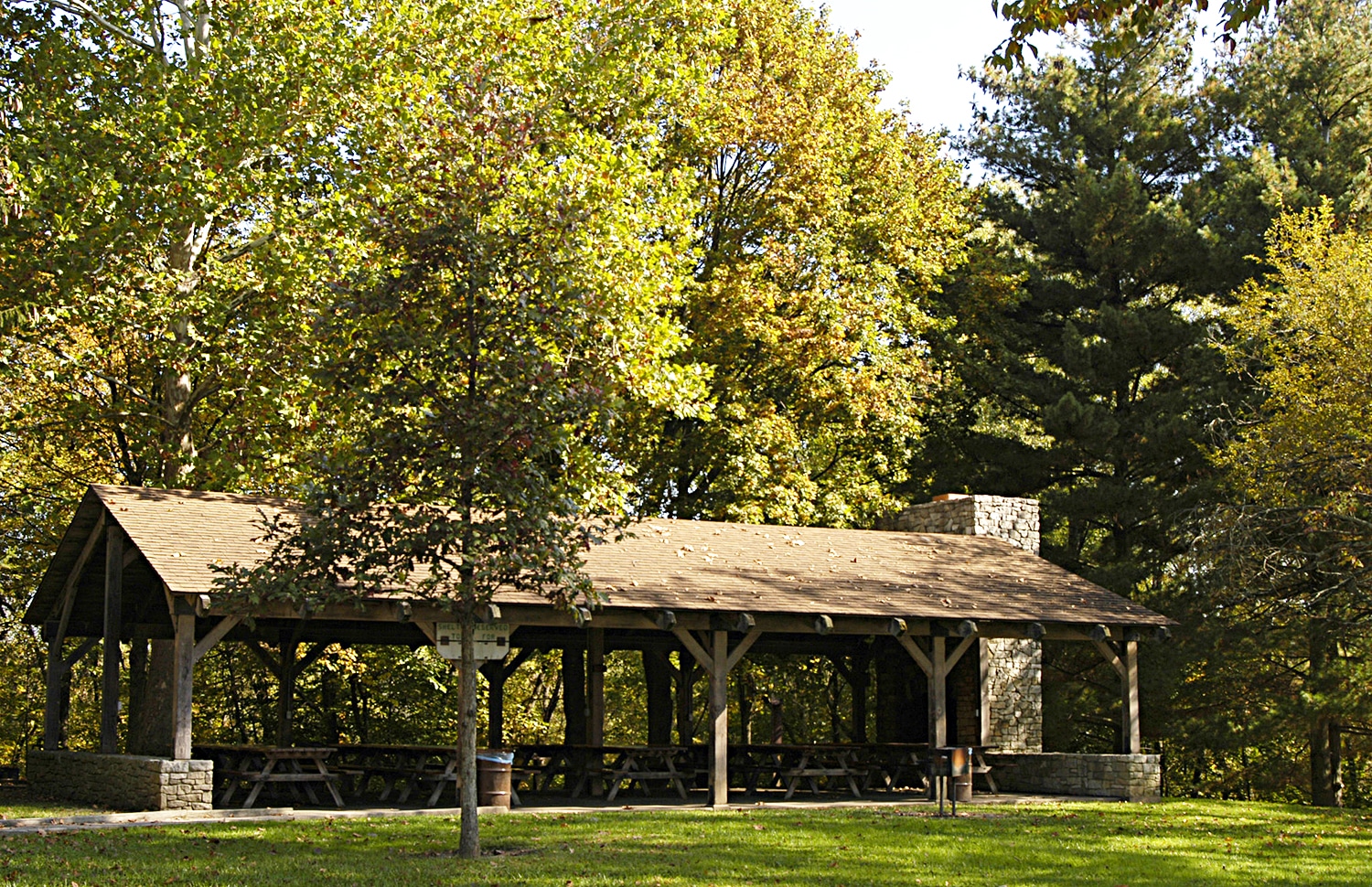 horizontal photo of the reservable shelter house at Wolf Run State Park