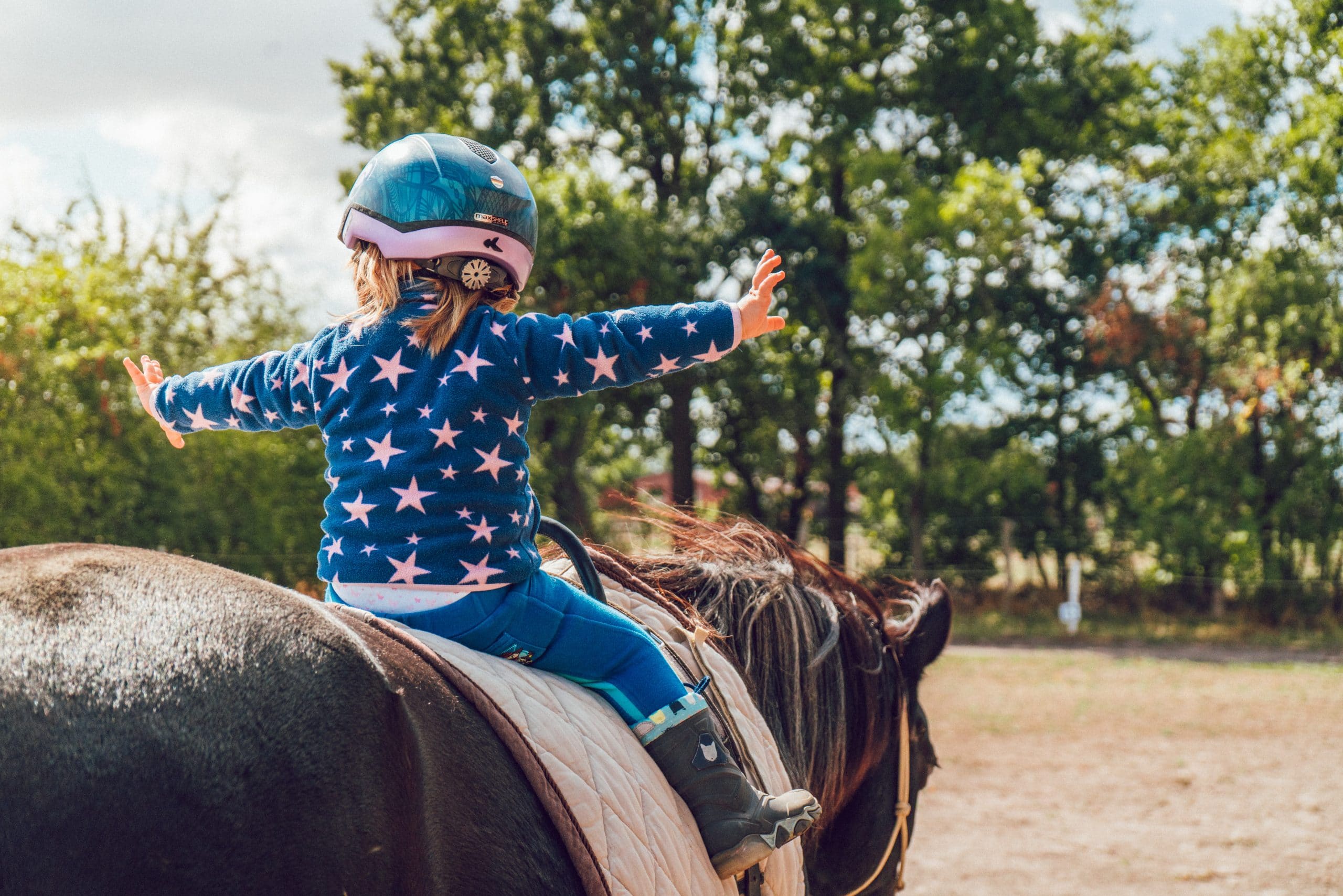 A child riding a horse