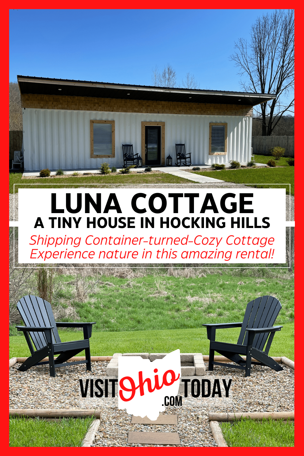 Luna Cottage - A Tiny House In Hocking Hills is a lovely cottage that is located in New Plymouth, Ohio, USA. New Plymouth is just 64 miles Southeast of Columbus, Ohio. This beautiful cottage is situated in the heart of Ohio's amazing Countryside.