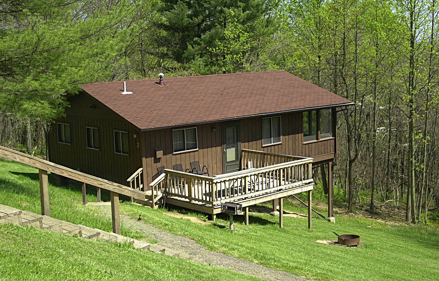 horizontal image of a cabin at Dillon State Park
