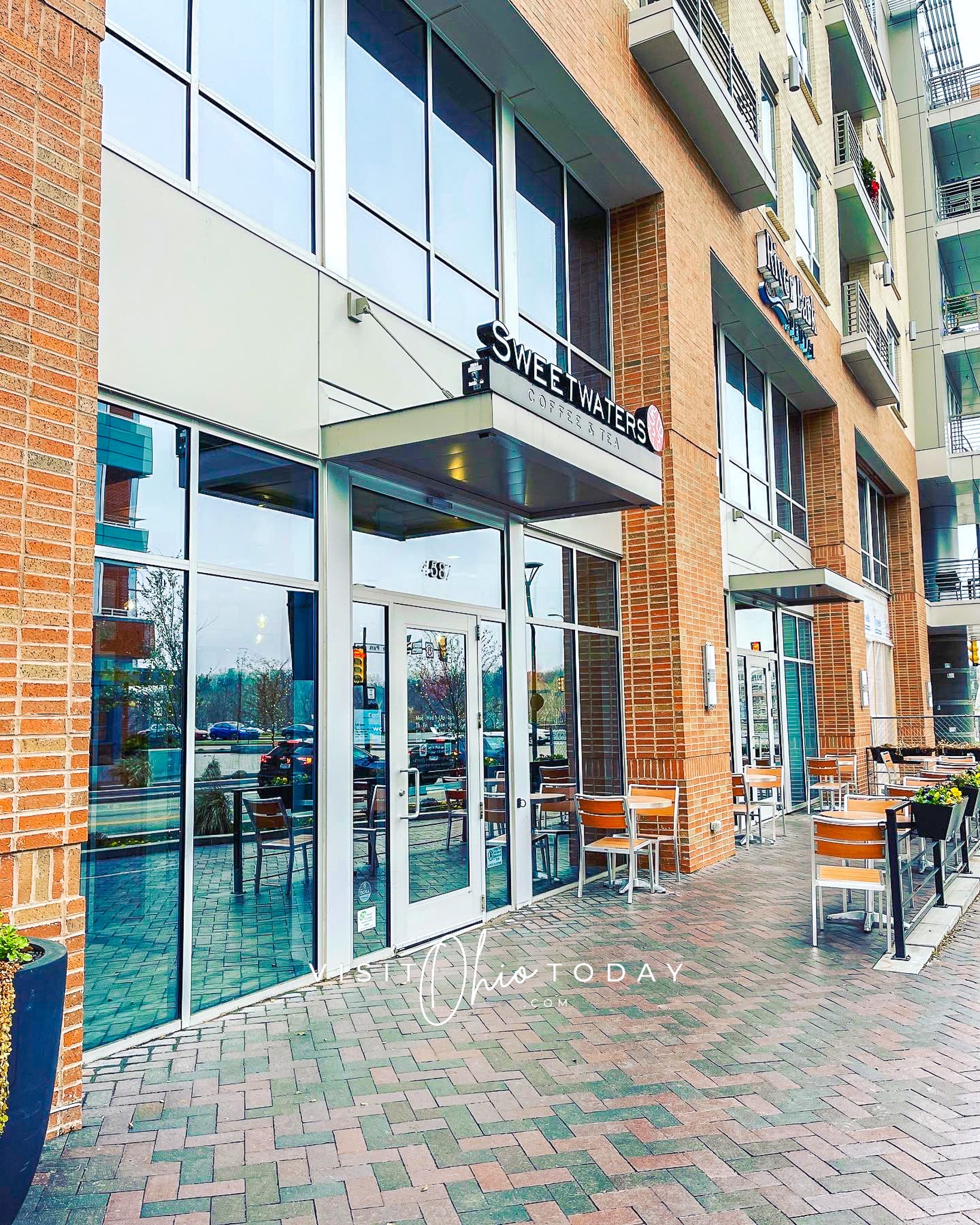 picture of the outside of a orange brick building with glass windows and doors Photo credit: Cindy Gordon of VisitOhioToday.com