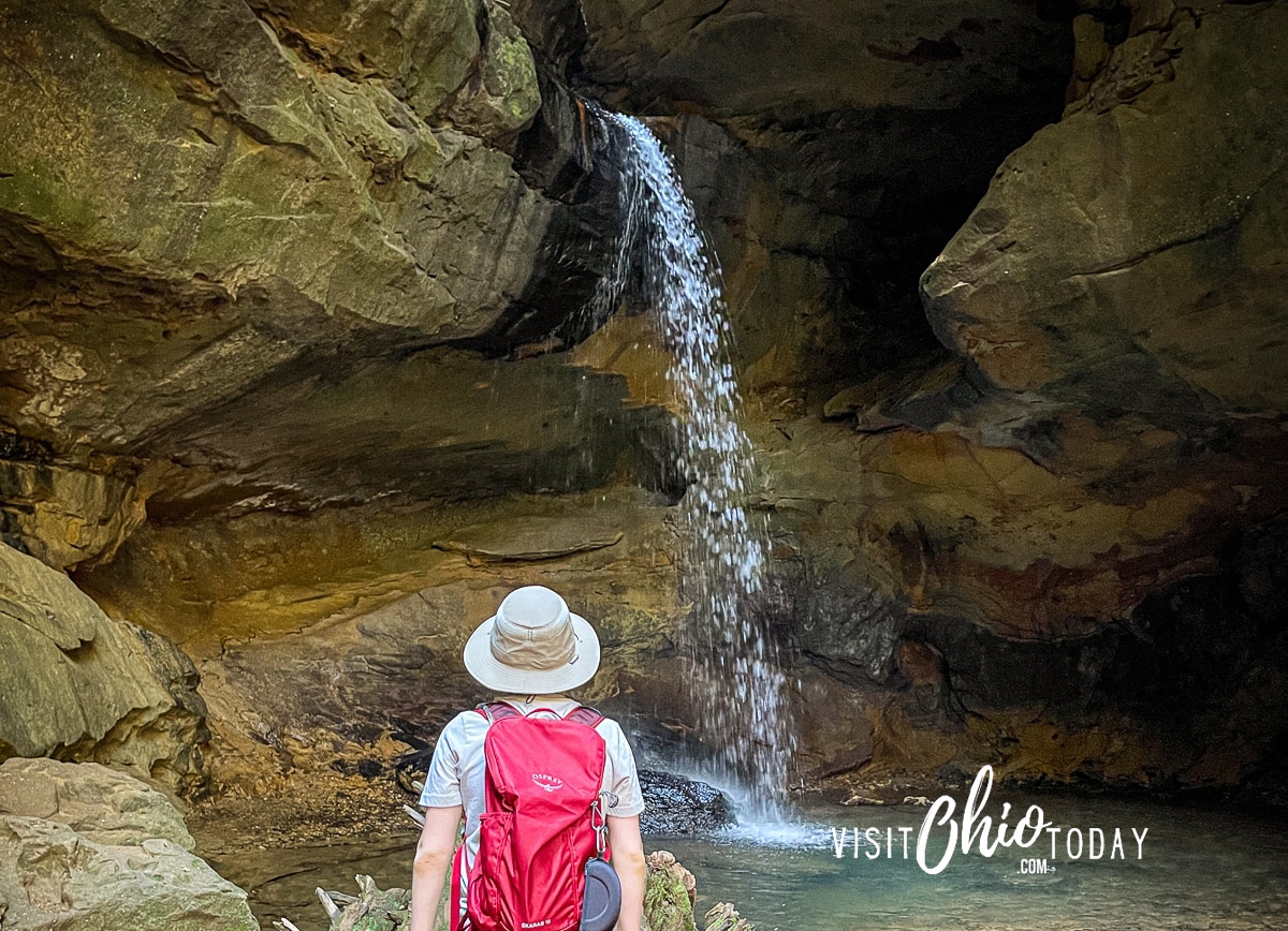 horizontal photo of the falls at Conkles Hollow, Hocking Hills. Photo credit: Cindy Gordon of VisitOhioToday.com