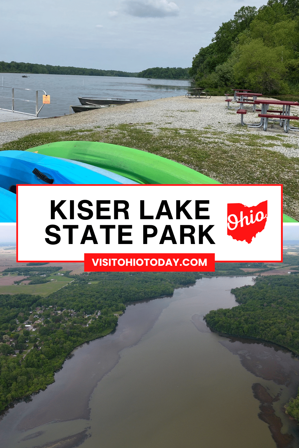 Kiser Lake State Park is in Conover, Champaign County in southwest Ohio. This 531-acre State Park has a lot of activities available, many of which are water activities on the 396-acre Kiser Lake.