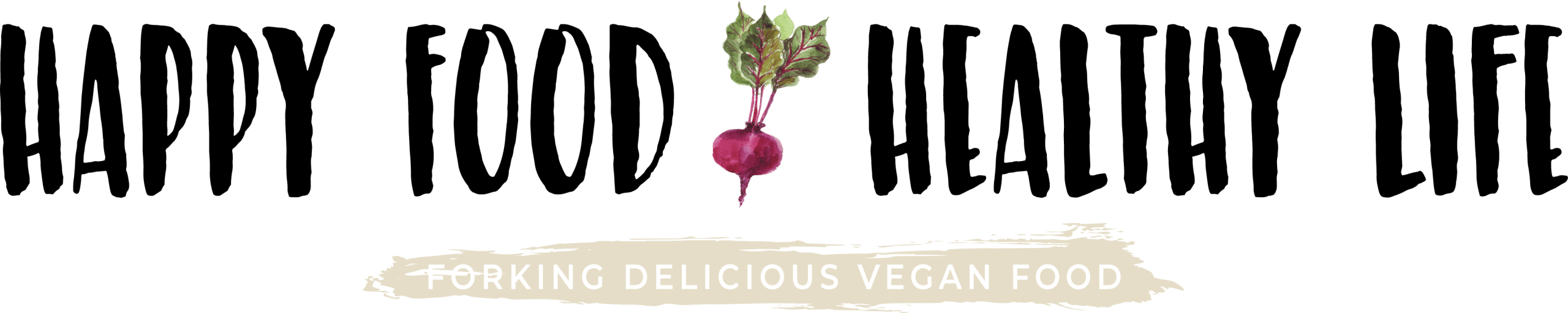 happy food healthy life words with a red beet and green leaves