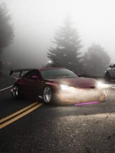 A purple racing car