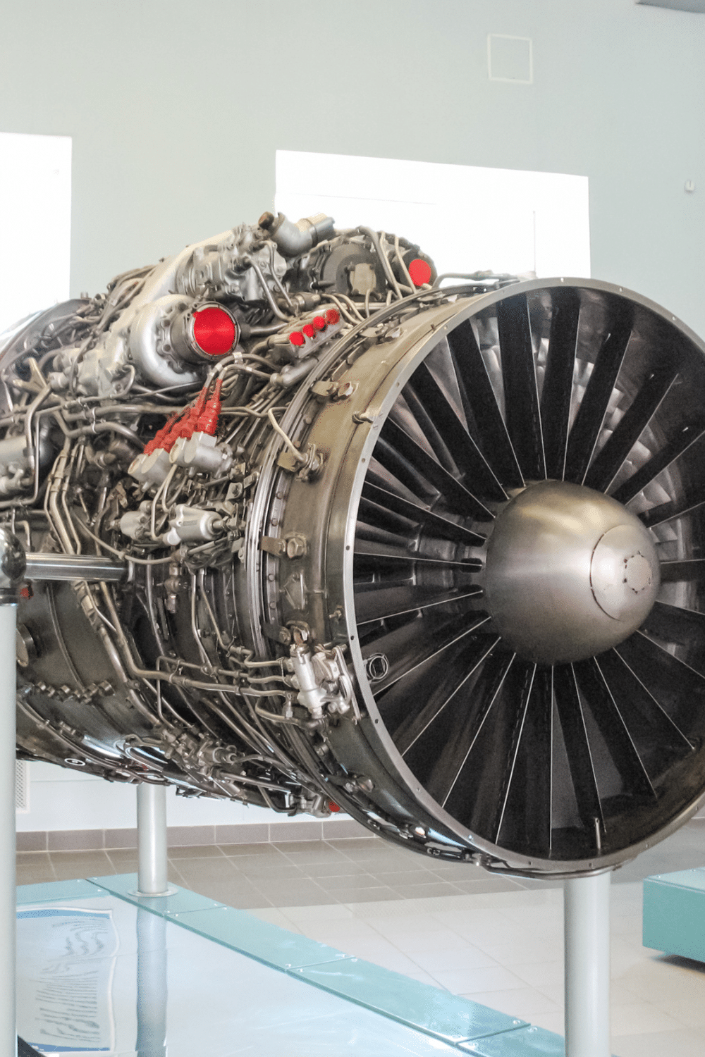 Part of an aircraft being displayed in a museum
