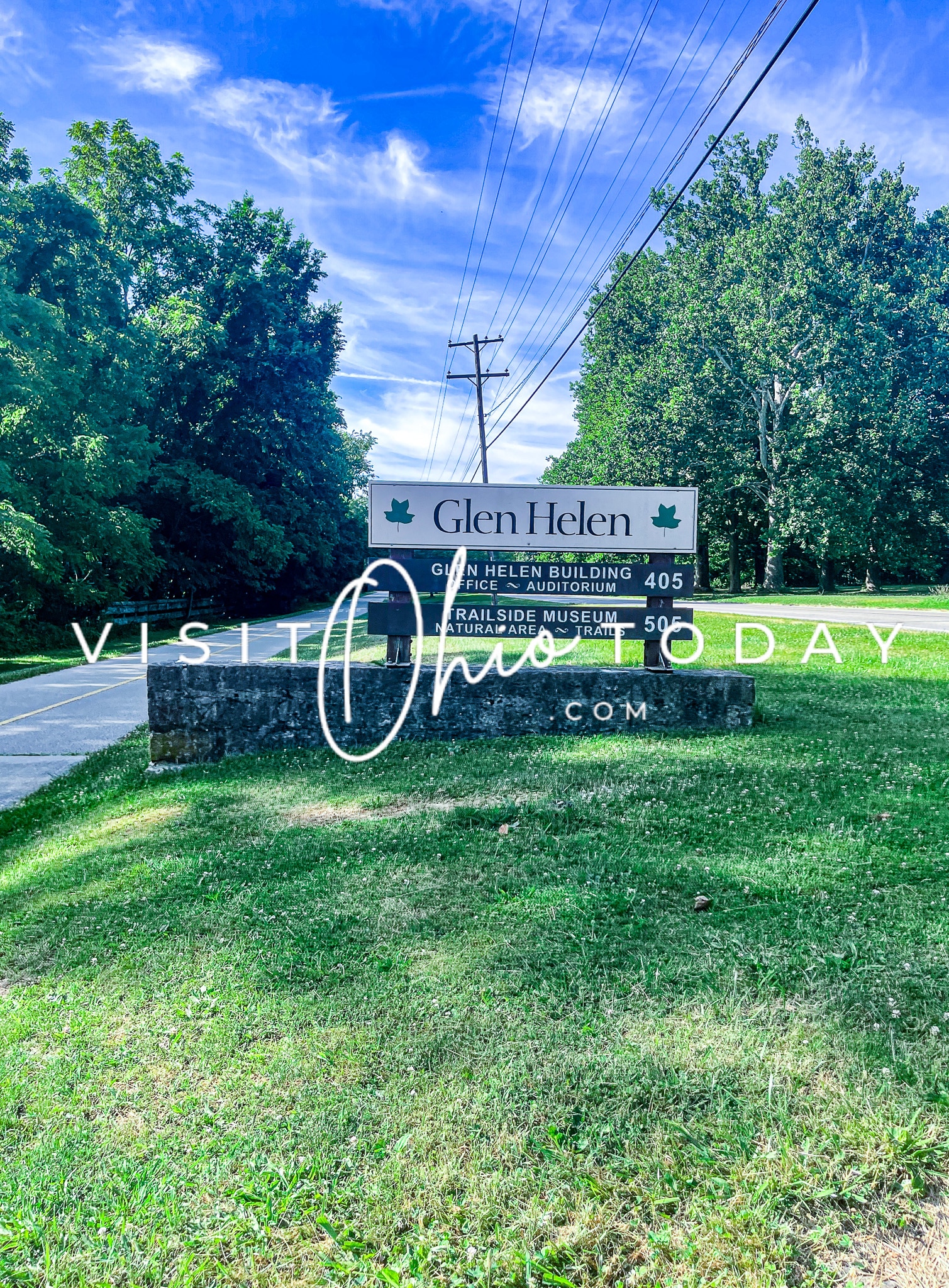 vertical photo showing the welcome sign at Glen Helen Nature Preserve Photo credit: Cindy Gordon of VisitOhioToday.com