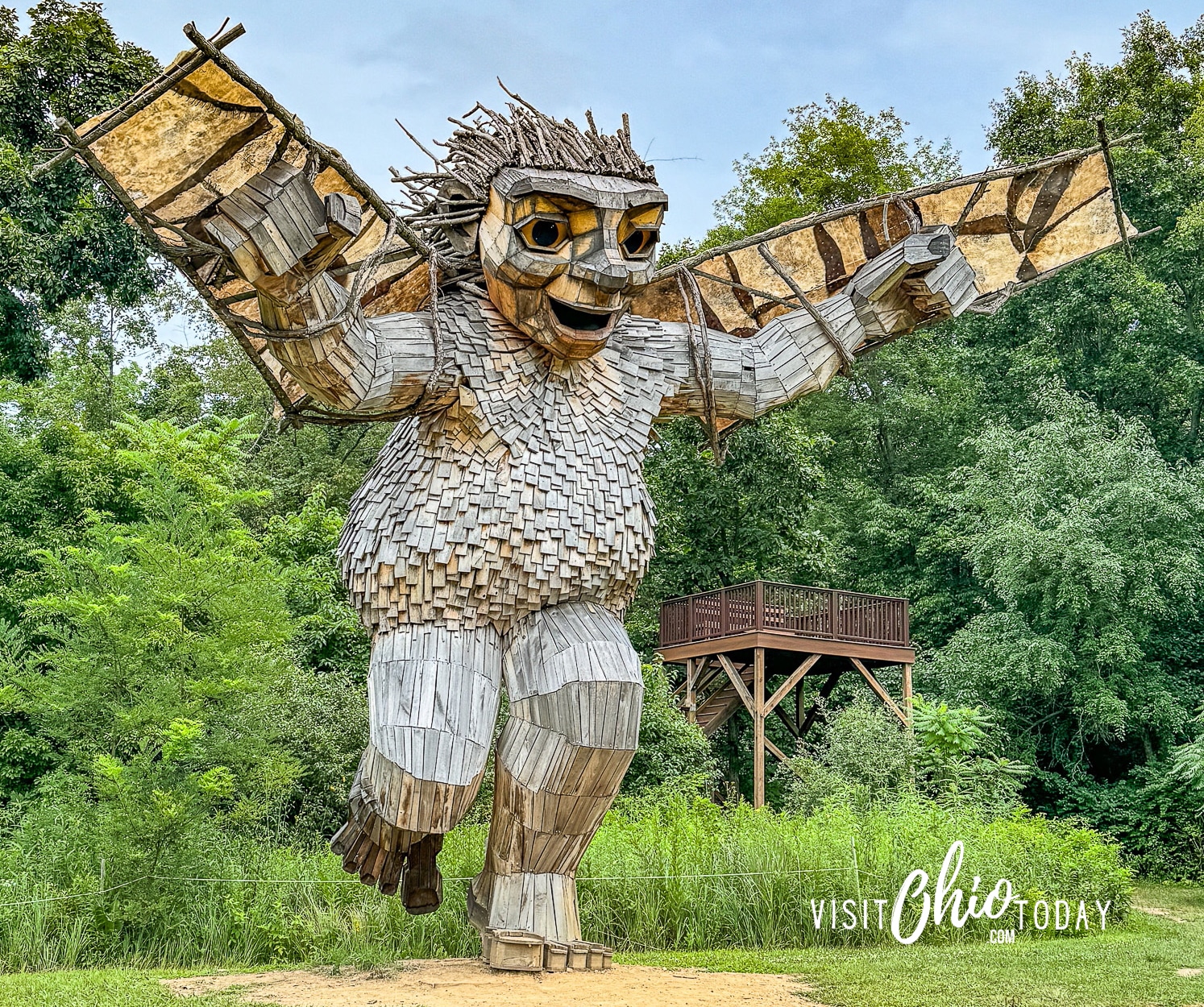 horizontal photo of one of the trolls at Aullwood Audubon. Photo credit: Cindy Gordon of VisitOhioToday.com