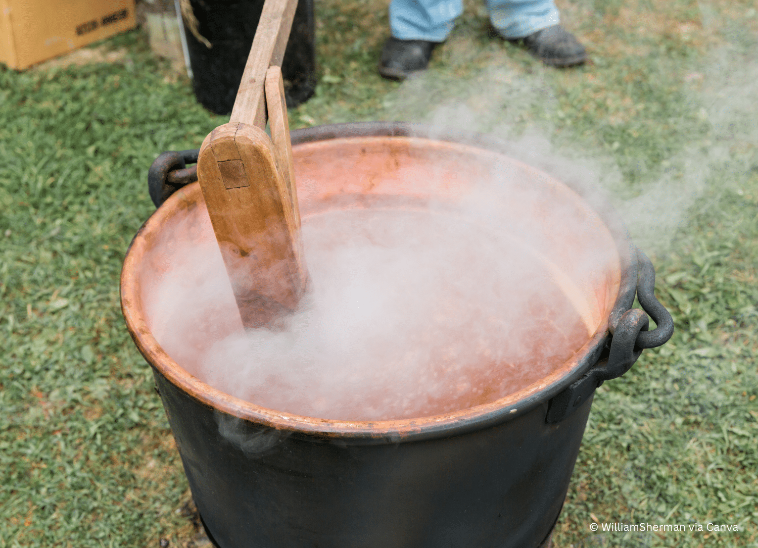 horizontal photo of apple butter being made