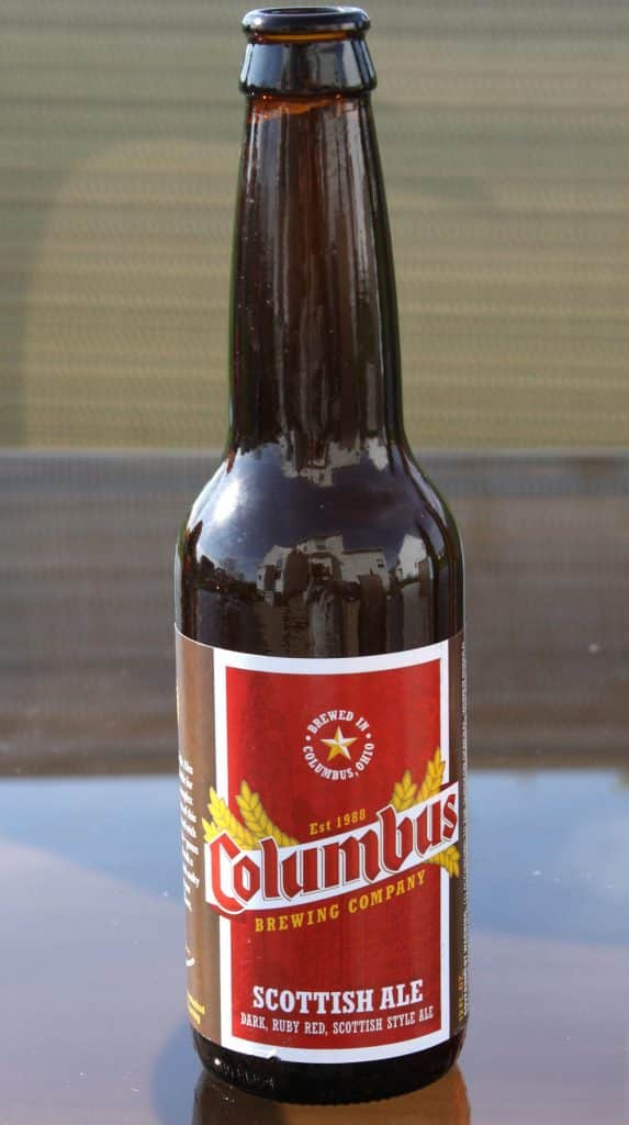 vertical photo showing a bottle of Scottish Ale by the Columbus Brewing Company