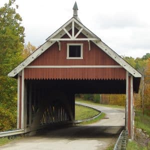 square photo of netcher road covered bridge
