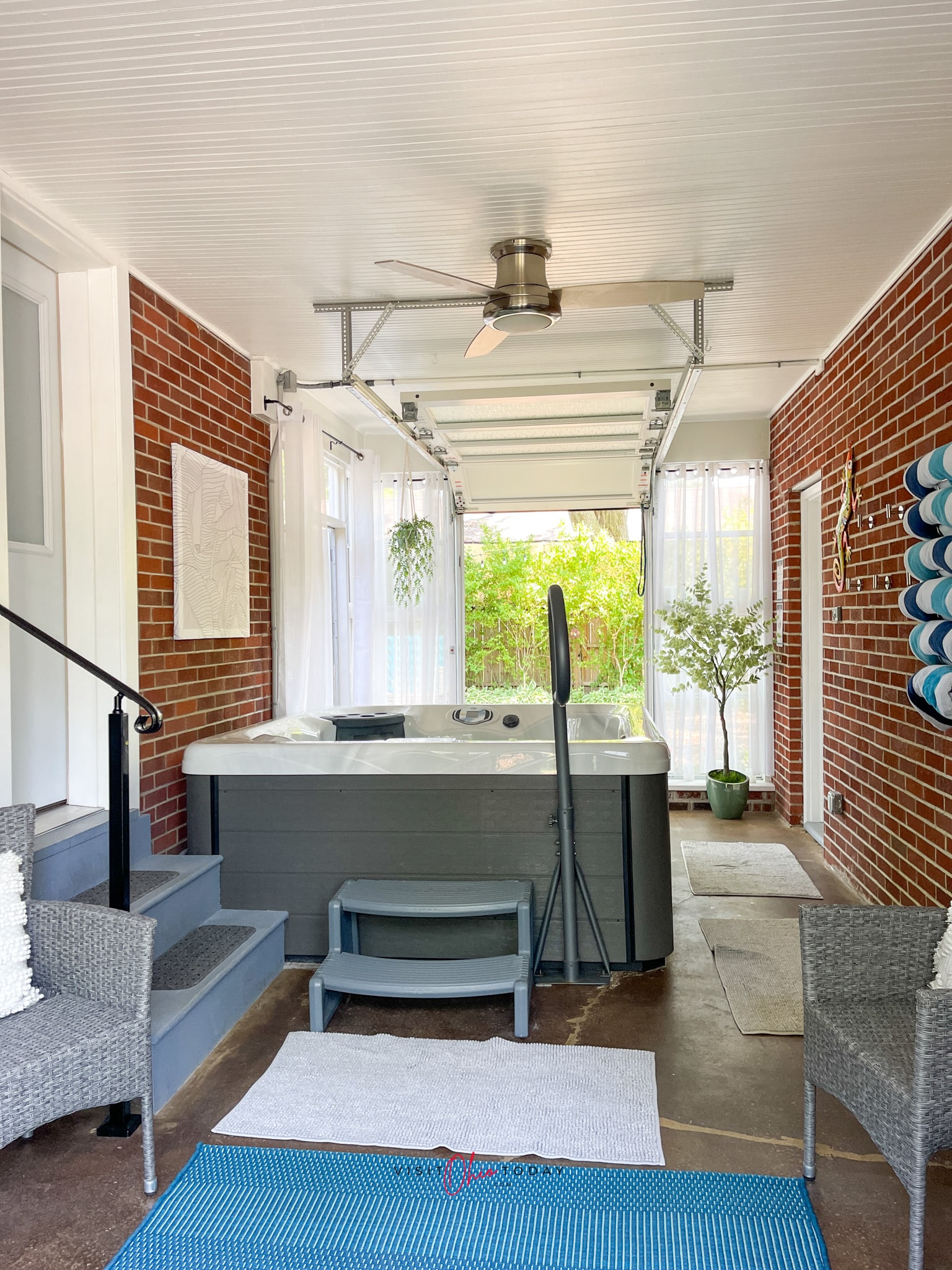 pictured is a breezeway with a hot tub Photo credit: Cindy Gordon of VisitOhioToday.com