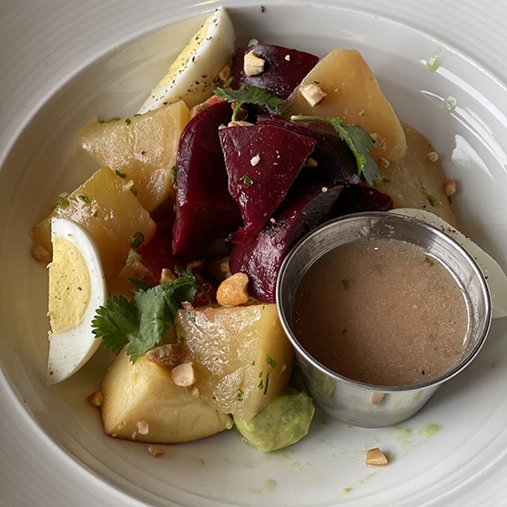 square photo showing a plated snack with a dipping sauce at the pearl dublin