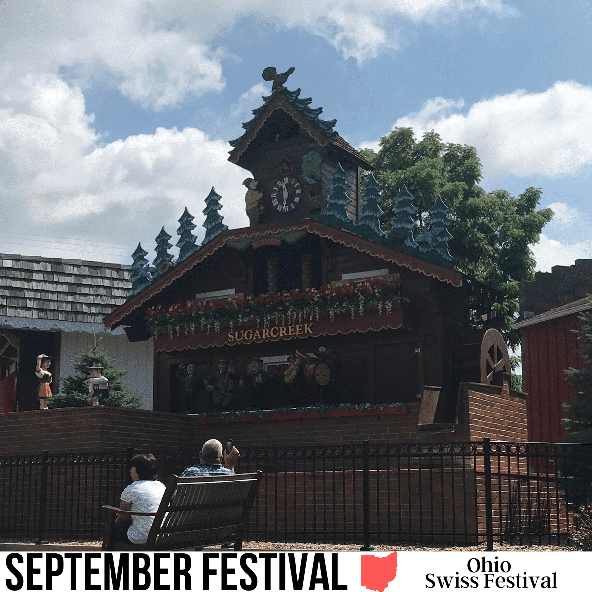 Picture of a giant coo-coo clock with the words september festival