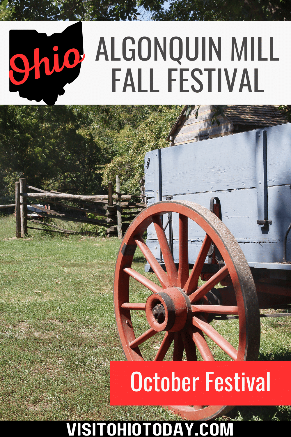 The Algonquin Mill Fall Festival is held in Carrollton on the weekend of October 13-15, 2023. This festival takes you back in time to the pioneer era of steam and stagecoaches.