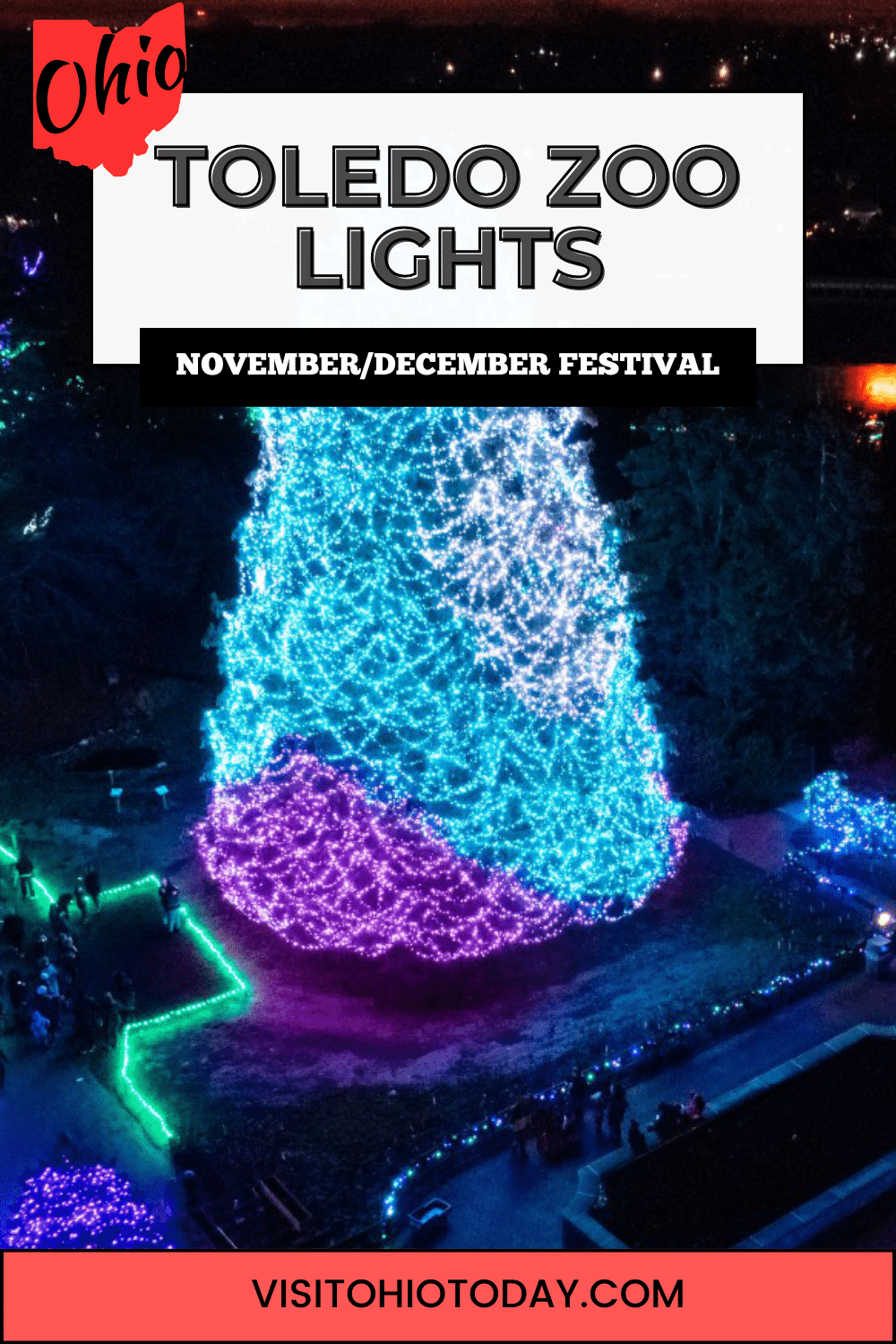 Toledo Zoo Lights Before Christmas is an extravaganza running from November 17 through December 31, with lots of fun for the whole family!