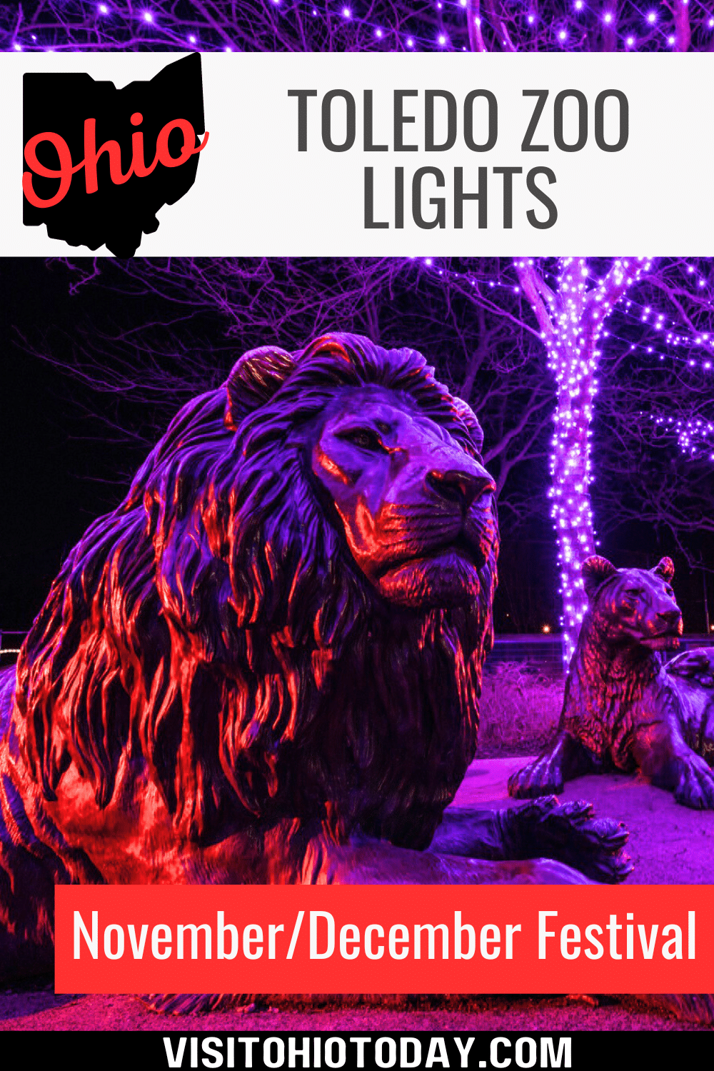 The Toledo Zoo Lights Before Christmas is an annual holiday lights festival at the Toledo Zoo from Friday, November 17 to Sunday, December 31, 2023.