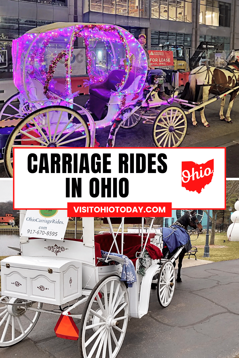 Carriage rides in Ohio, along with Sleigh rides are a memorable way of seeing the towns, cities and countryside of Ohio. These types of rides always create lasting memories.