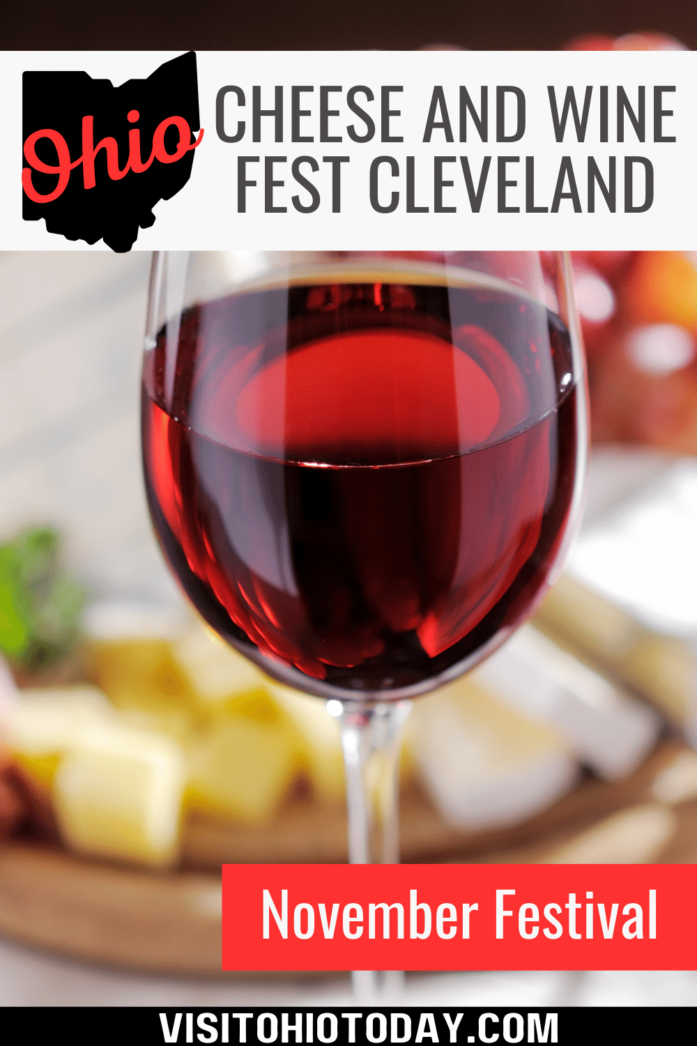 The Cheese and Wine Fest Cleveland is held in mid November each year. The festival showcases different kinds of cheese and wine from all over the world.
