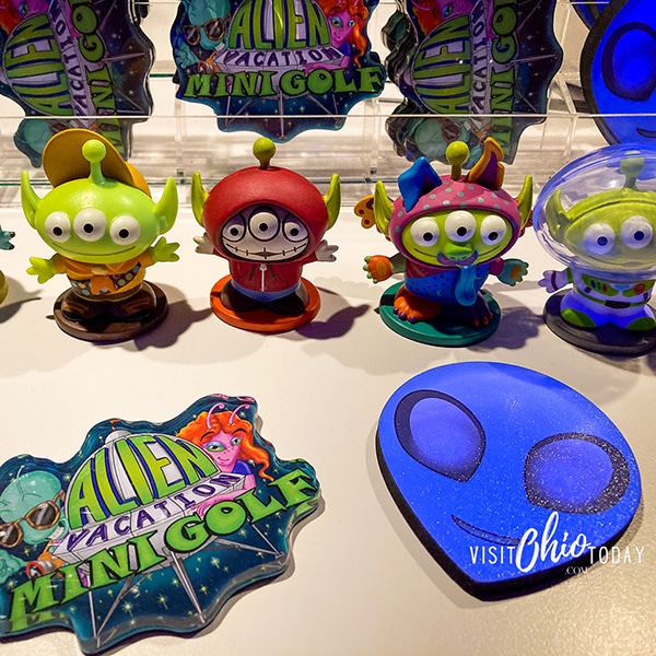 square photos of merchandise at Alien Vacation Mini Golf. Photo credit: Cindy Gordon of VisitOhioToday.com