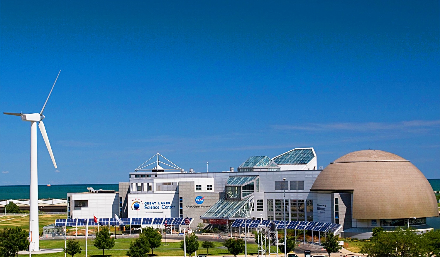 horizontal photo of the Great Lakes Science Center, Cleveland