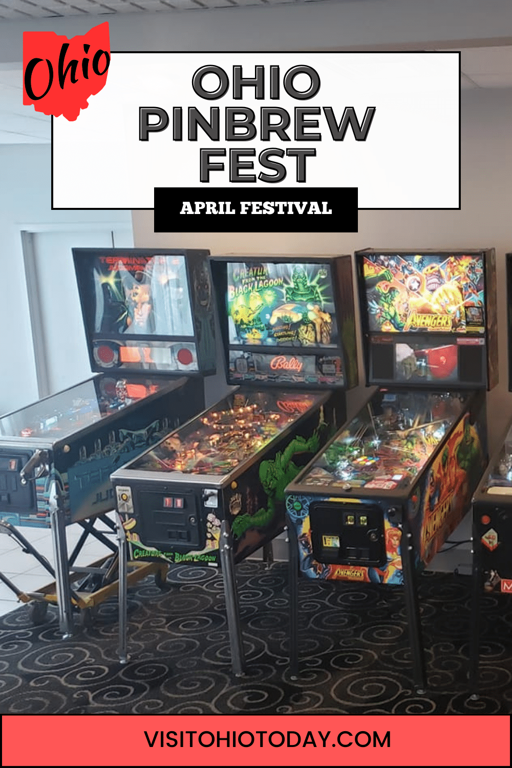 The Ohio PinBrew Fest, in early April, showcases pinball machines, arcades, free play, tournaments, and more.