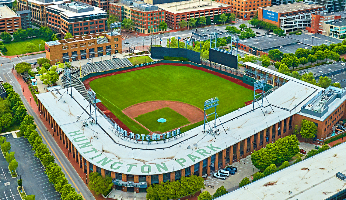 horizontal photo of an aerial view of Huntington Park in Columbus