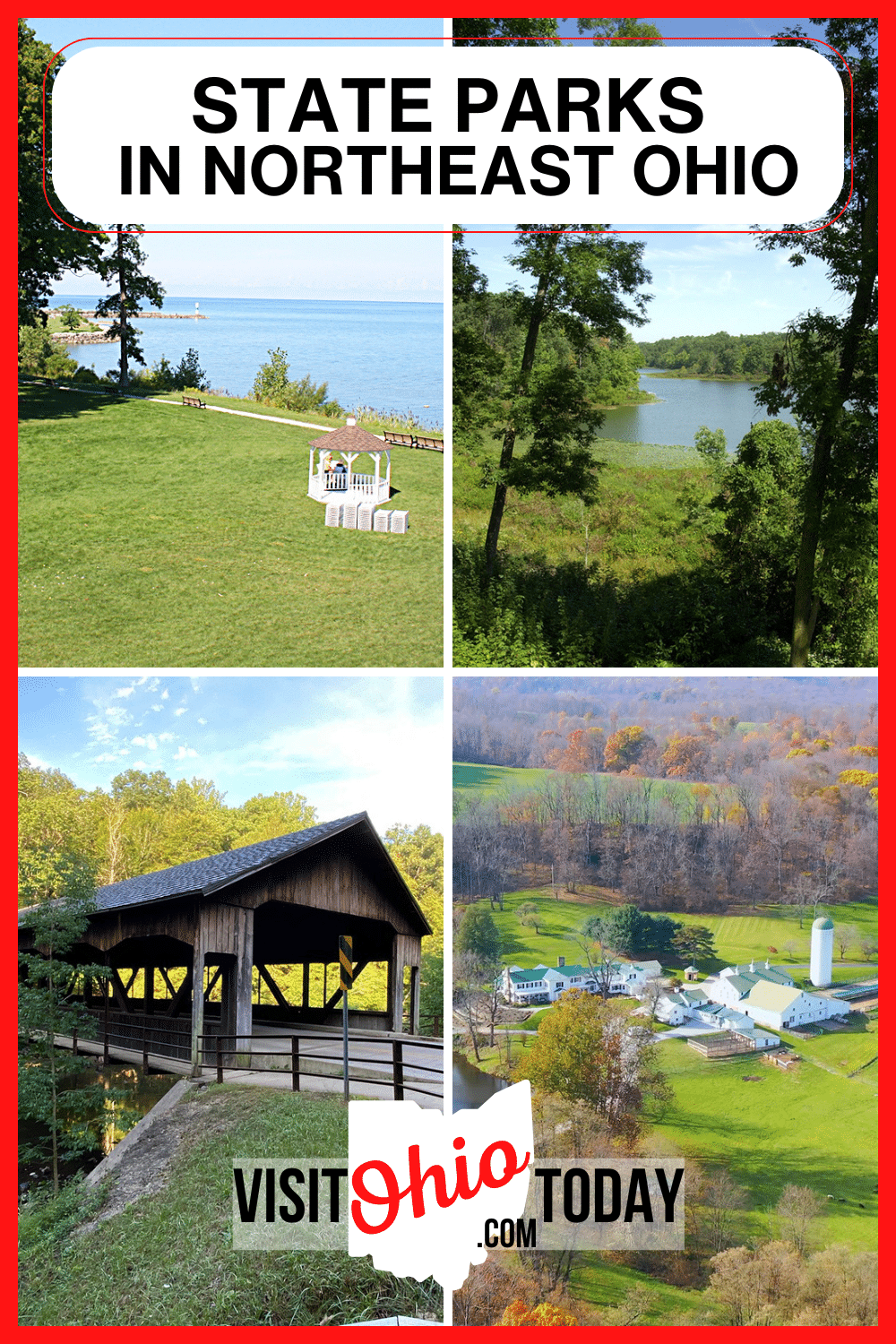 Northeast Ohio has borders with Lake Erie to the north and Pennsylvania to the east. The region includes Cleveland, Akron, Canton, and other cities and towns. The terrain is predominantly gently undulating with some hilly areas. There are 17 State Parks in Northeast Ohio.