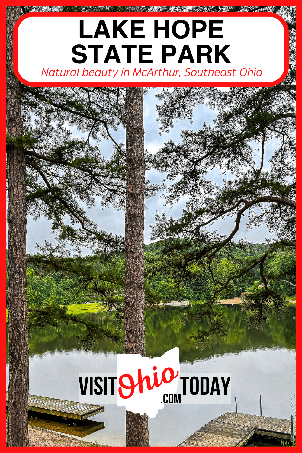 Lake Hope State Park lies entirely within the Zaleski State Forest in southeast Ohio. This park features steep gorges and narrow ridges as well as remnants of abandoned mining and iron industries.