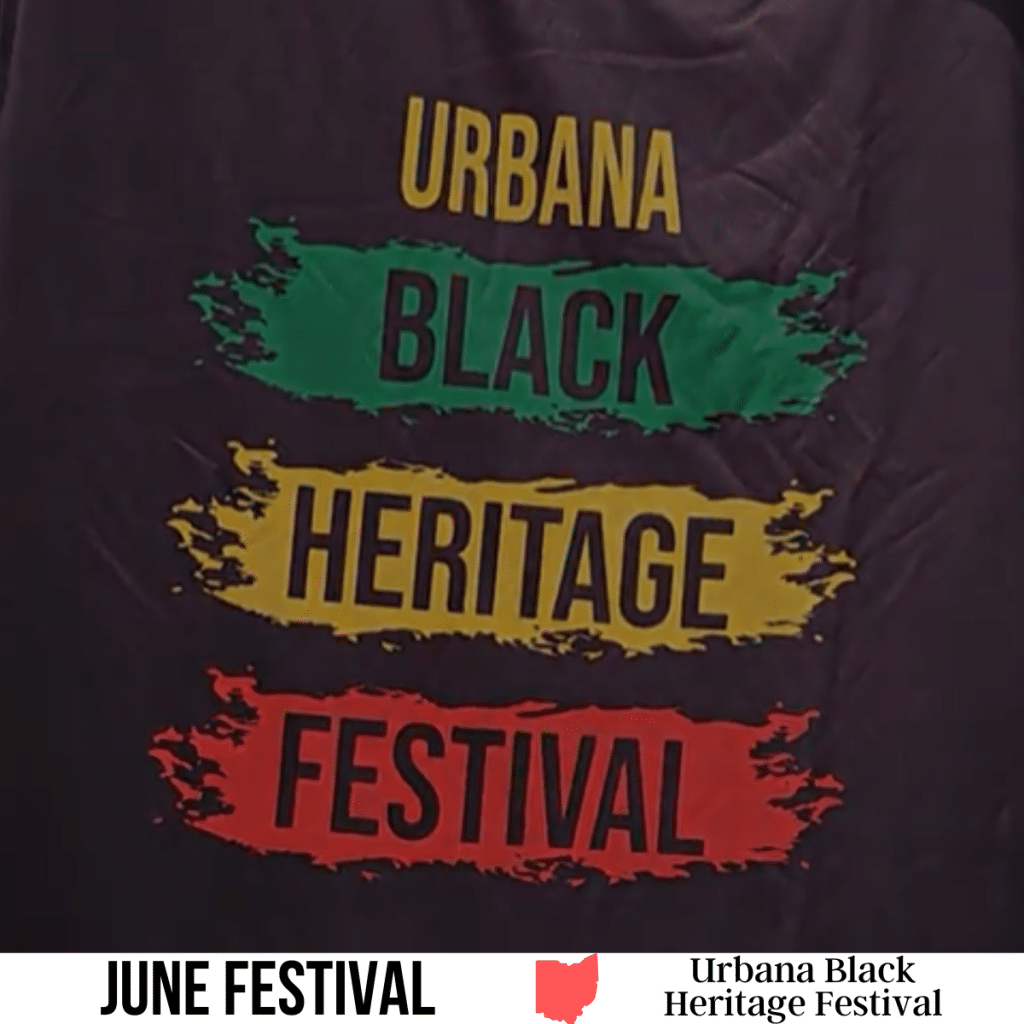 square image with a photo of the festival logo. A white strip across the bottom has the text June Festival. Urbana Black Heritage Festival