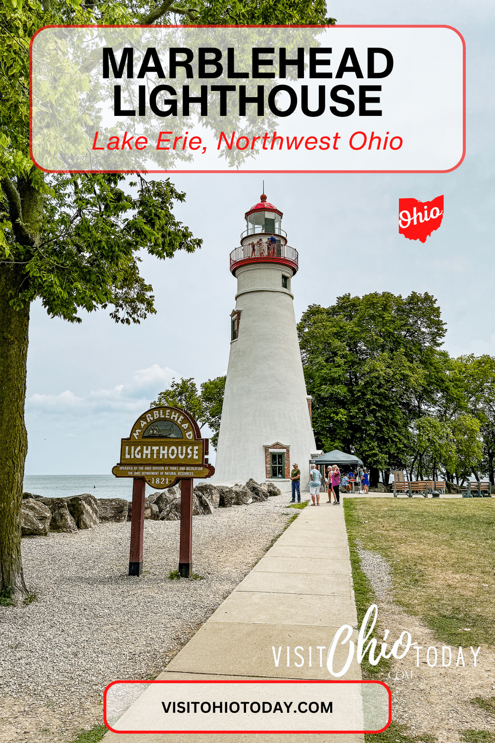 Marblehead Lighthouse sits on the shore of Lake Erie. It is one of the most photographed landmarks in Ohio and is also one of the most instantly recognizable buildings.
