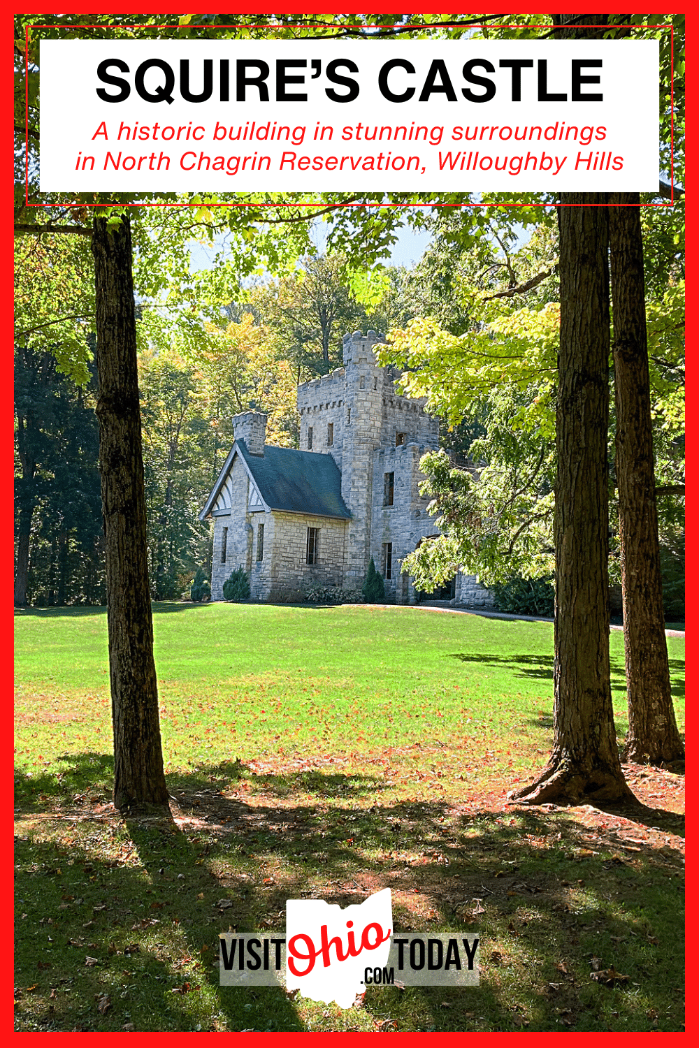 Squire’s Castle is a gatekeeper’s house built around 1895 in the Romanesque Revival style, located in North Chagrin Reservation in Willoughby Hills.