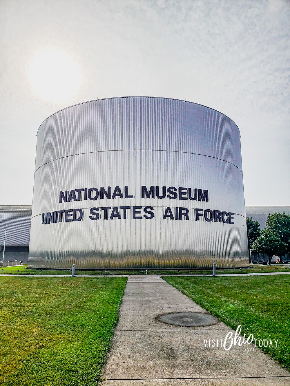 vertical photo of the outside of the National Museum of the United States Air Force. Photo credit: Cindy Gordon of VisitOhioToday.com