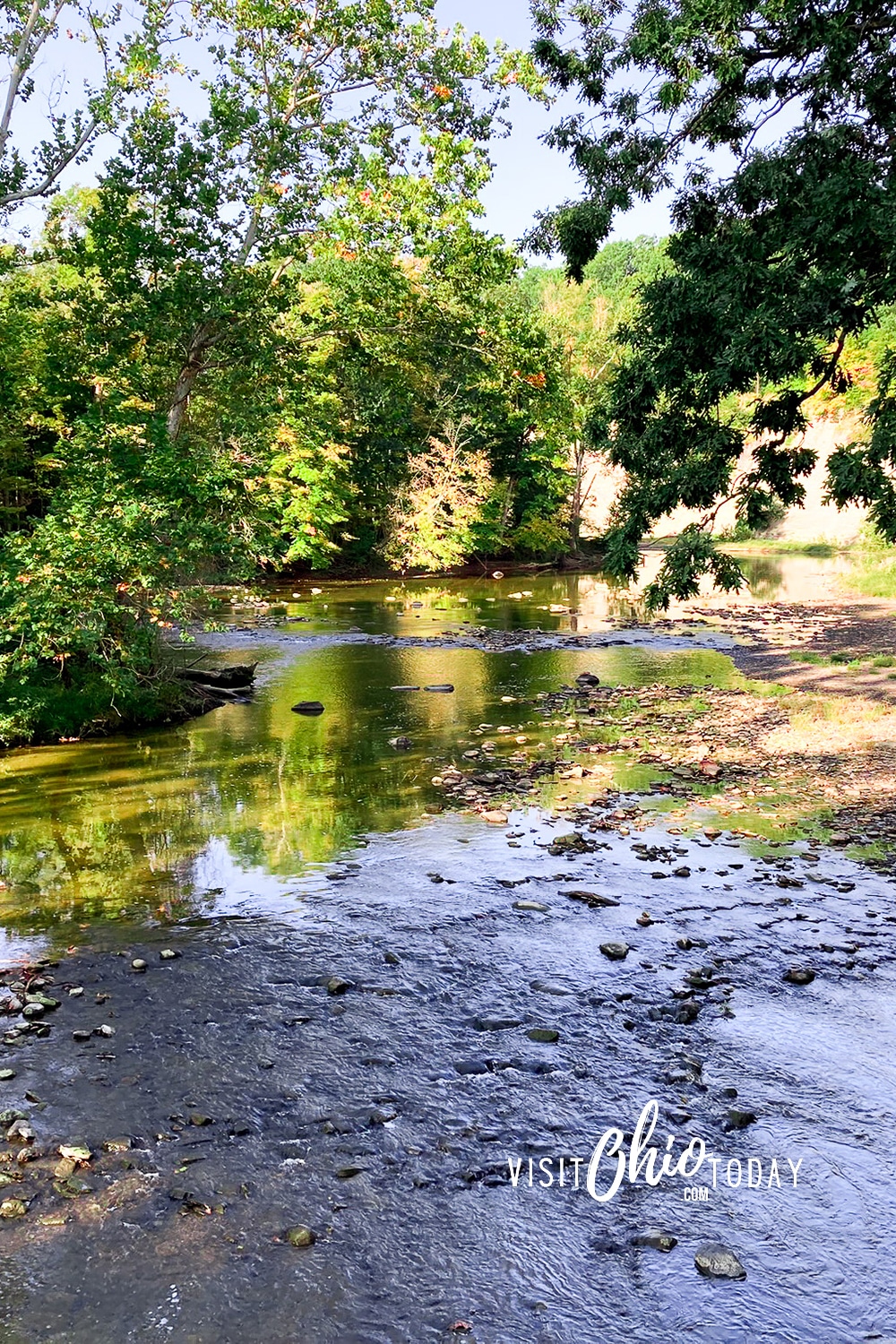 Vertical photo of the river at the Rocky River Nature Center. Photo credit: Cindy Gordon of VisitOhioToday.com