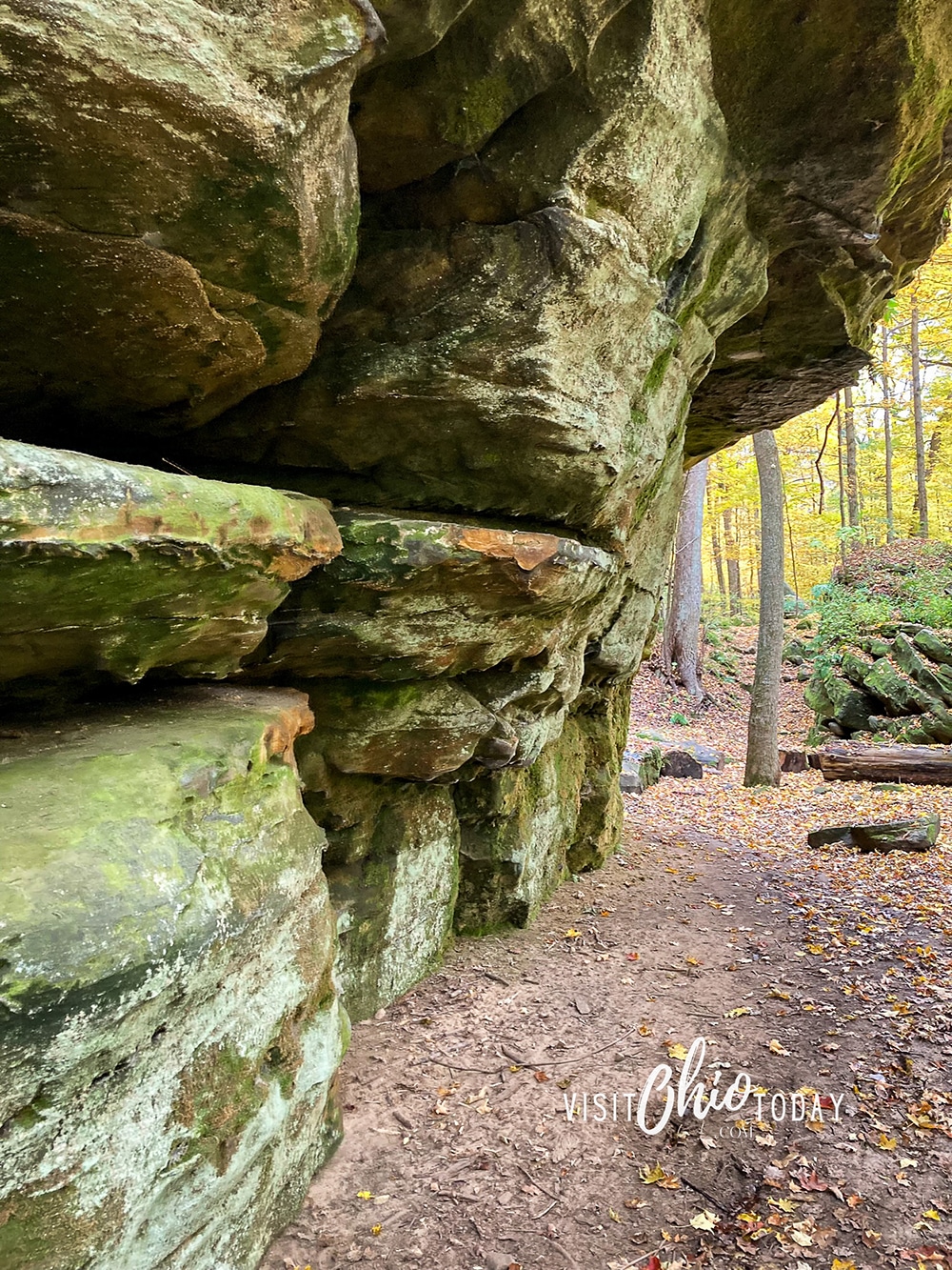 vertical photo of one of the ledge rock formations at Worden''s Ledges. Photo credit: Cindy Gordon of VisitOhioToday.com