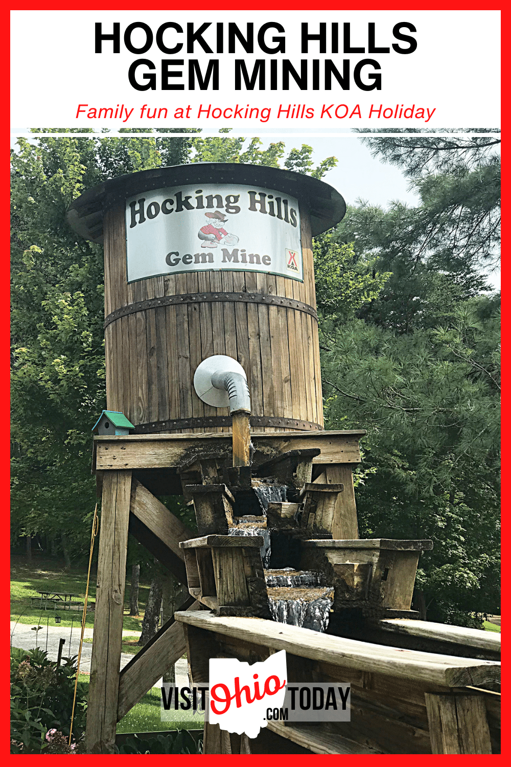 Hocking Hills Gem Mining at KOA Holiday in Logan is great fun for both adults and children. Each bucket has plenty of gemstones or gold!