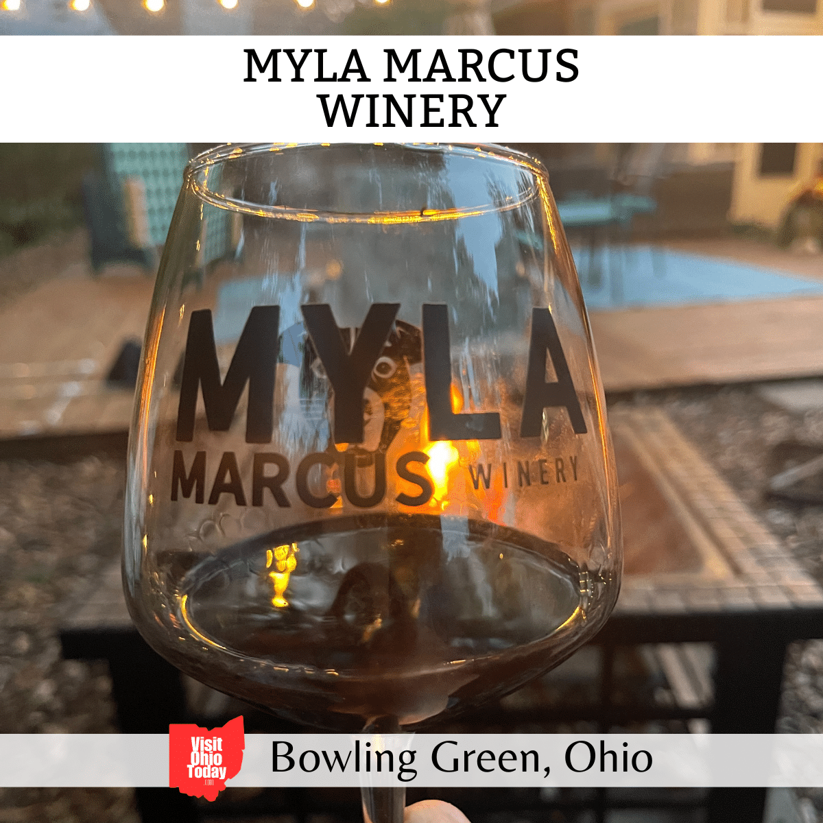 square image with a photo of a Myla Marcus wine glass containing red wine