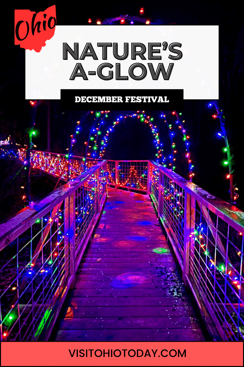 Nature’s A-Glow is a walk-through Christmas light display at Beech Creek Botanical Garden in Alliance from late November through late December each year.