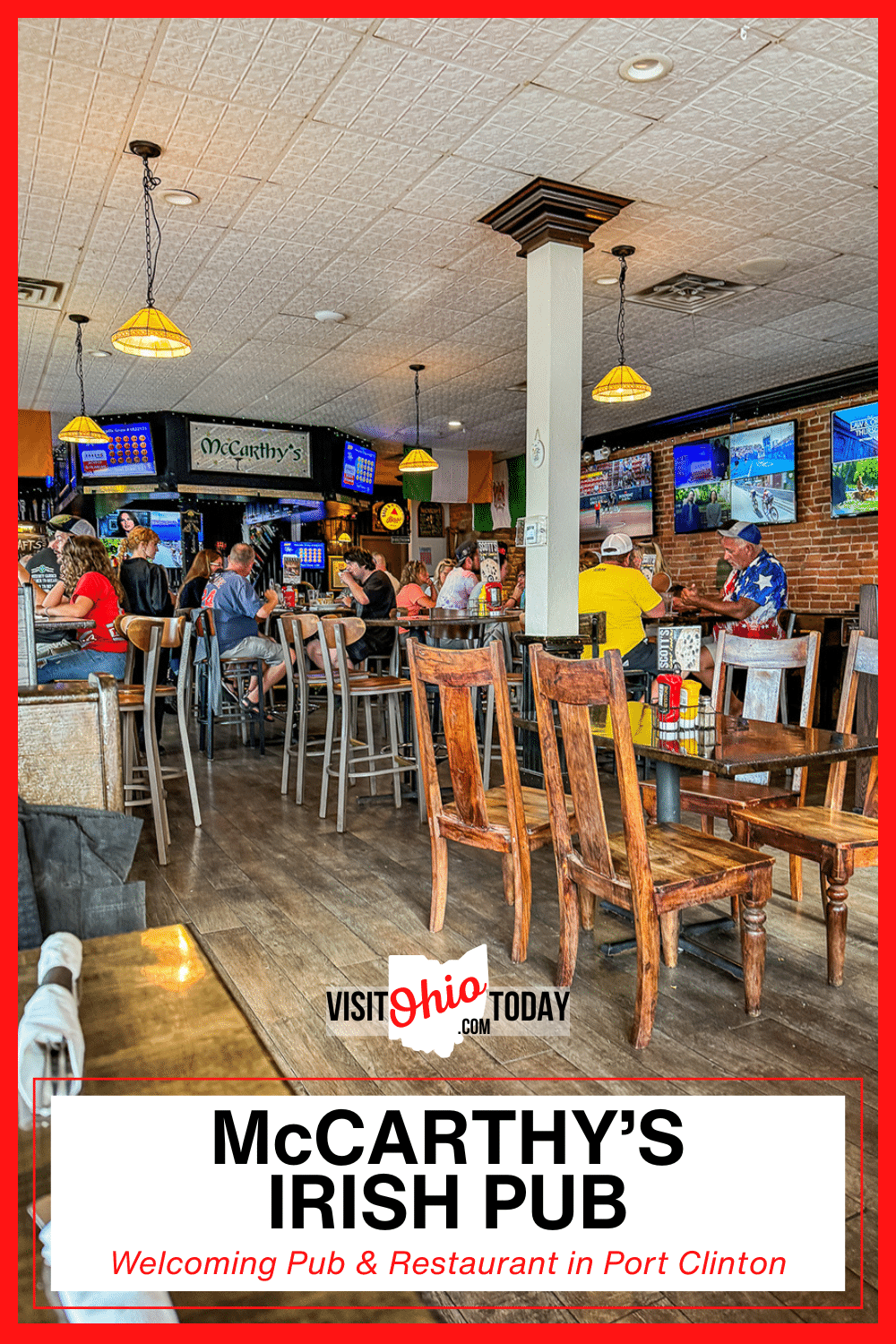 McCarthy’s Irish Pub is in Port Clinton. The drink and food menus here have a strong Irish theme with some typically American additions.